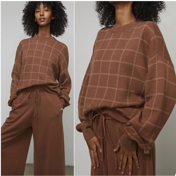 lunya Sweaters - Lunya checked mock neck sweater